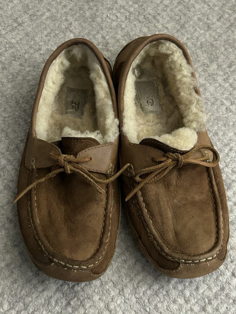 UGG Byron Shoes Slippers Suede Slip On Moccasin Loafer Men's Size 9 Chestnut
